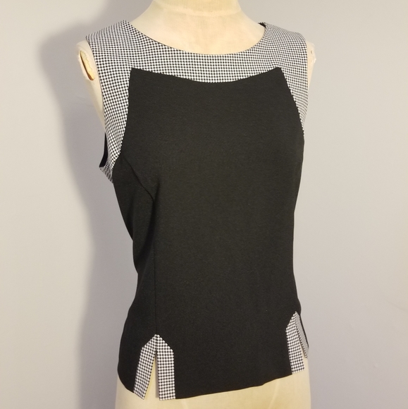 CHECKERED SLEEVELESS TOP VTG 90S CLUELESS JODI MICHAELS BLACK & WHITE PLAID Y2K - Picture 2 of 5